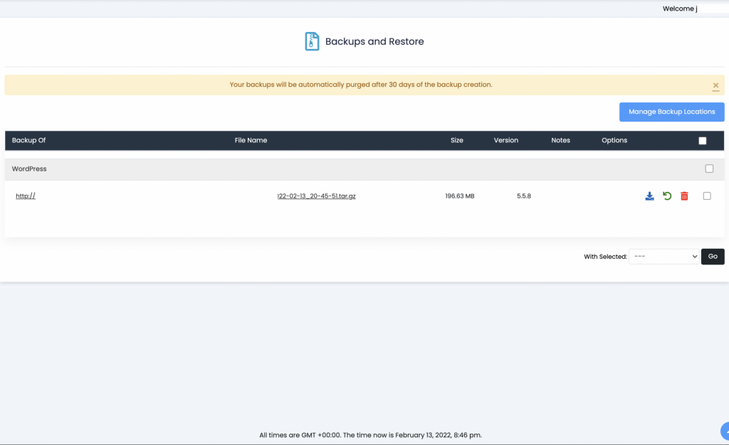 Website Backup Restore Screenshot Sheffield Website Hosting 1